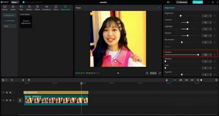 Capcut वीडियो गुणवत्ता बढ़ाएँ PC समायोजन लेयर