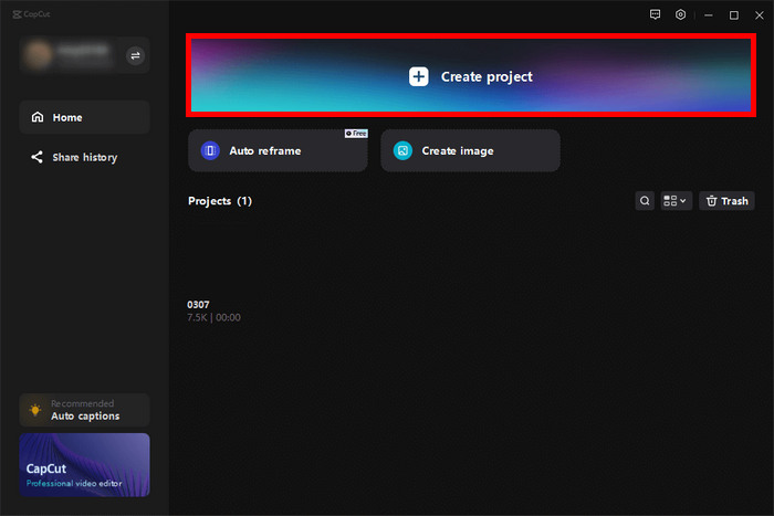 Capcut Enhance Video Quality PC Start a New Project