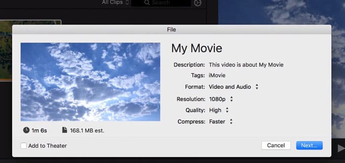 Compresser MOV avec iMovie