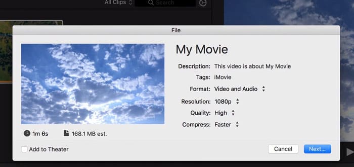 Komprimer MOV med iMovie