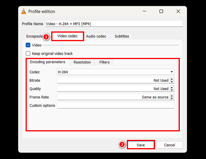 Video comprimeren Videocodec aanpassen
