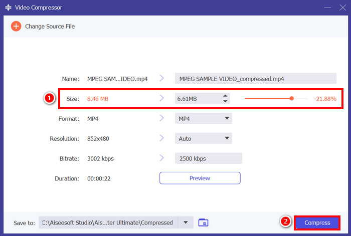 FVC Videocompressor Comprimeren
