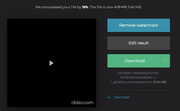 Compress video with clideo