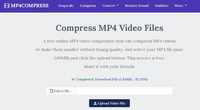 ضغط الفيديو باستخدام mp4compress