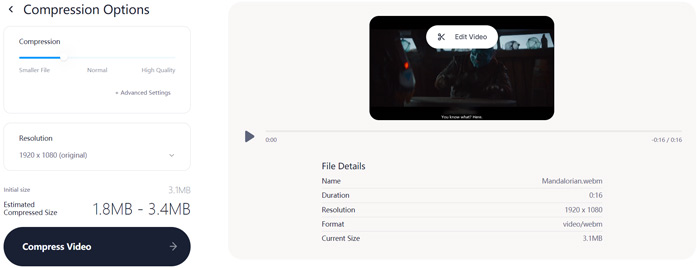 Compress Webm file online