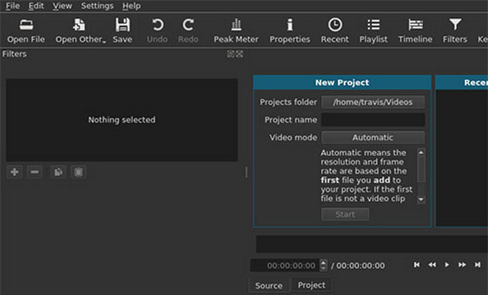 Shotcut Open File