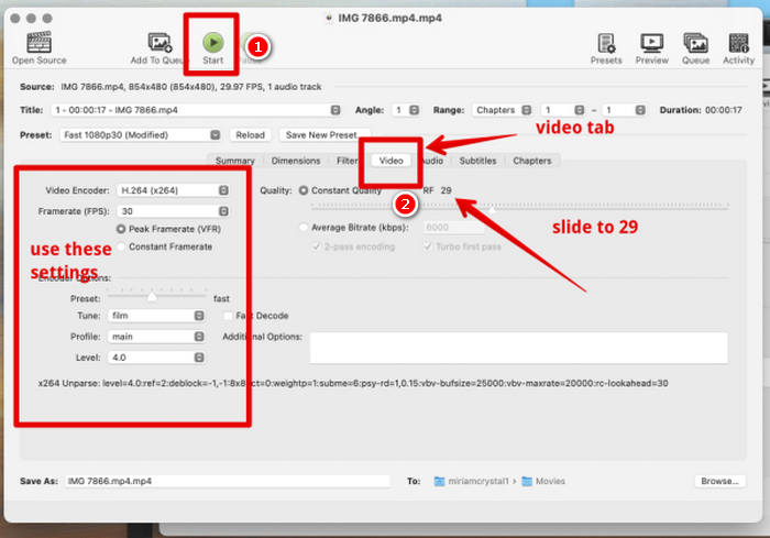 Handbrake Compress Video Compression Setting