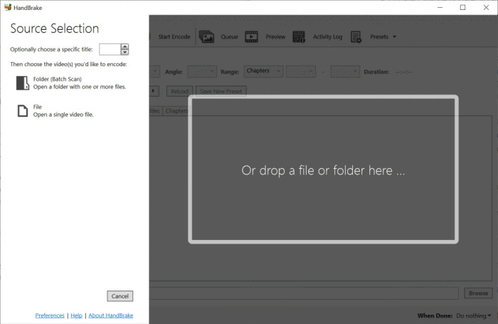Handbrake Import