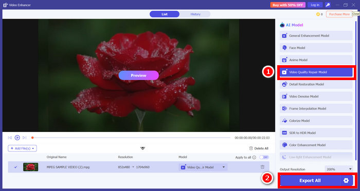 FVC Export kvality videa