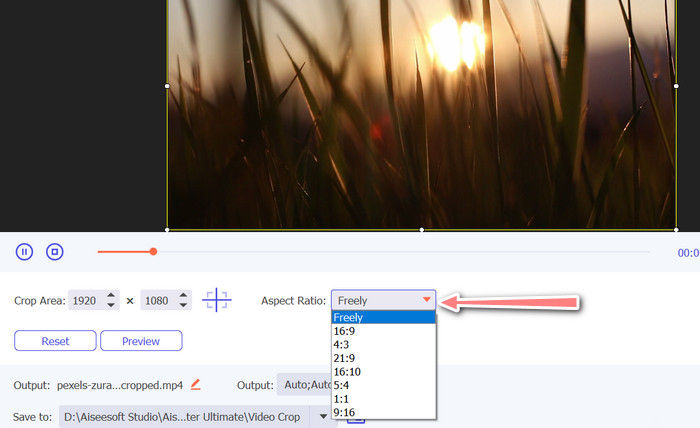 Fvc Vcu Video Cropper Choose Aspect Ratio