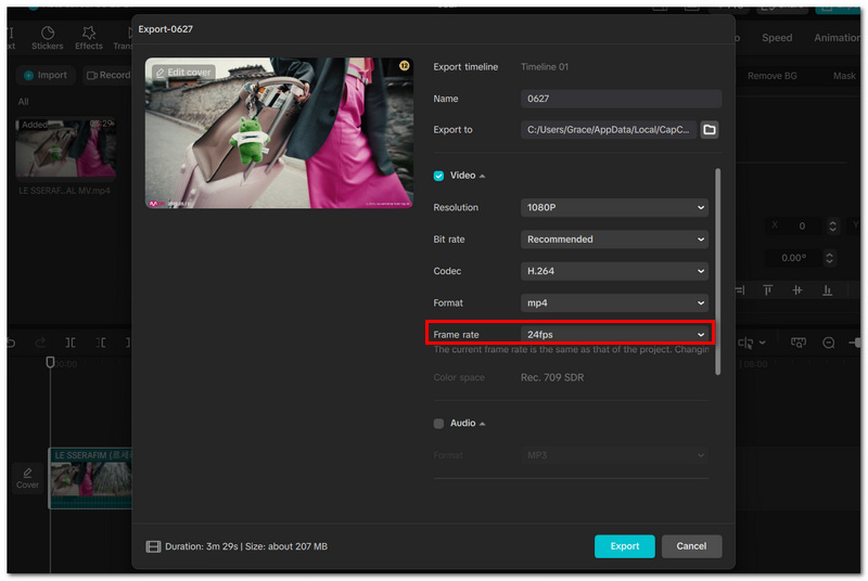 Choose The Frame Rate