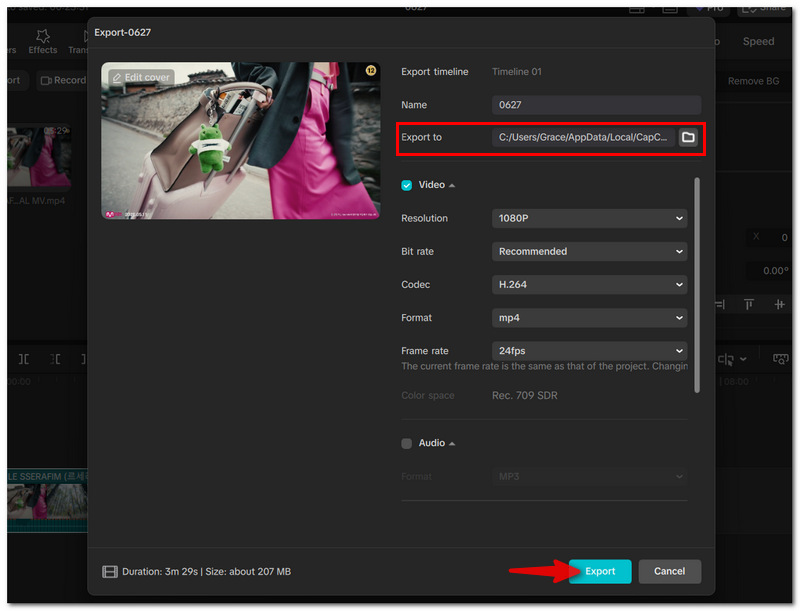 Hit Export Button