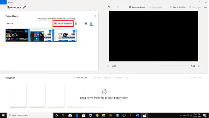 Place In Storyboard