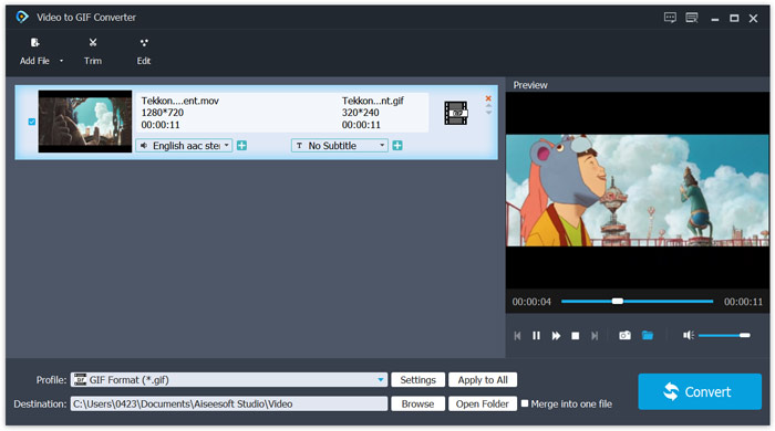 Add mov to gif converter